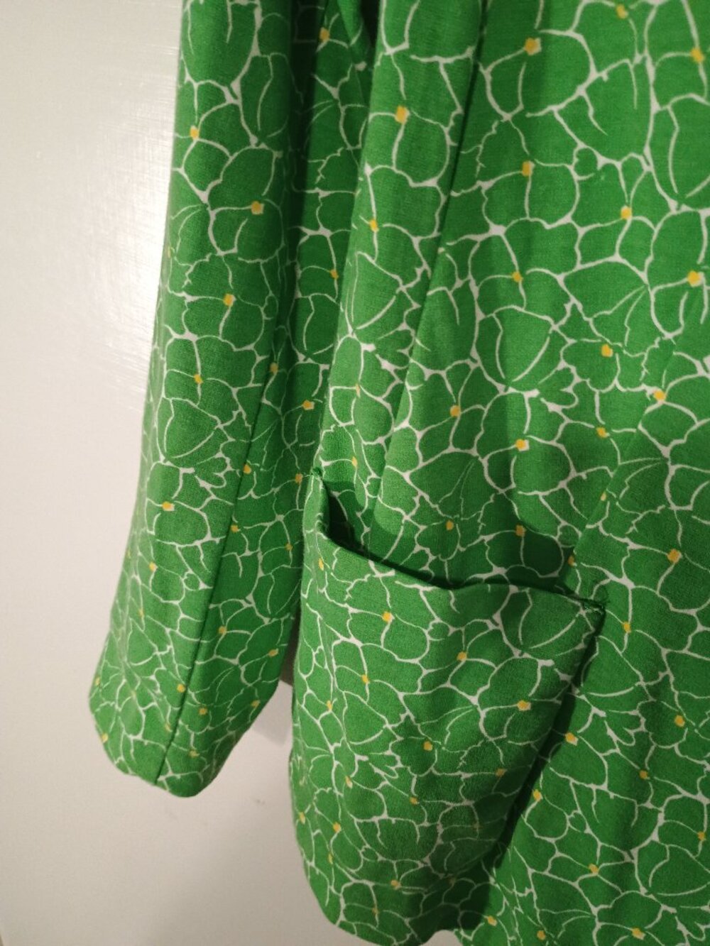 Talbots Woman 1X Green Floral Cotton Blend Blazer Jacket One Button Spring - Picture 5 of 8